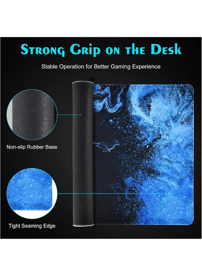 Gaming Mouse Pad, Large XL, Computer Gamer, Extended For Keyboard and Mouse for Desk, Non Slip Mouse Mat (Blue in Red) s