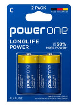 Power One LONGLIFE C - Alkaline Battery 50% More Power Blue