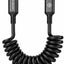 CL-156120W PD USB-C to USB-C Coiled Fast Charging & Data Cable, 1.2M Retractable Spiral Cord, Aluminum Alloy Connectors,