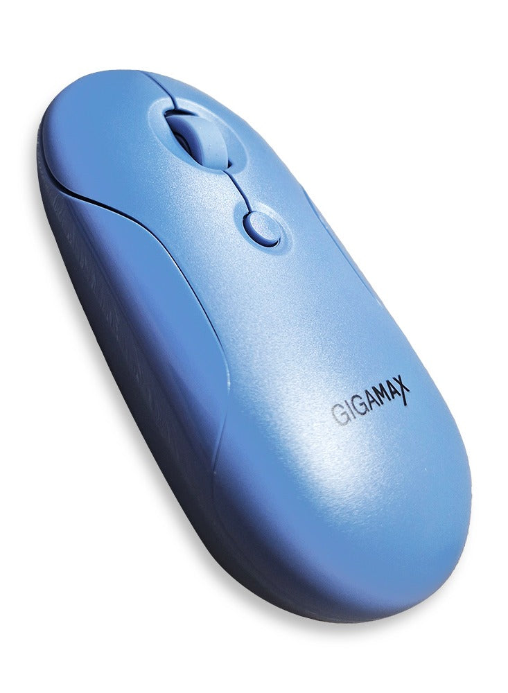 Gigamax Wireless Desk Mouse, G-1200, 1600 DPI Wired/Wireless Functional Mouse with 3 Modes Connectivity, Bluetooth and 2.4G Wireless, 4 Macro Buttons, Long Lasting Rechargeable Battery Capacity and for PC/Mac/Laptop Used in Home and office, Blue