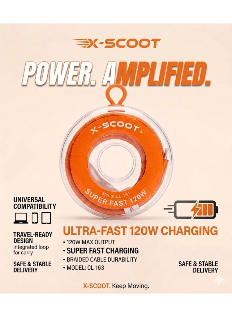 كابل شحن سريع X-SCOOT منفذ