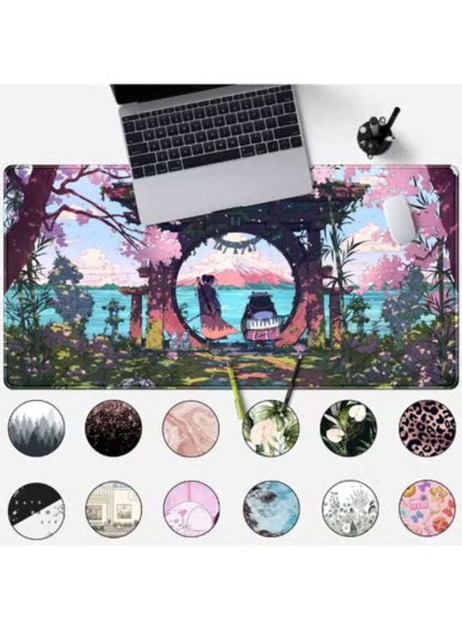 Pink Japan Desk Pad Anime Gaming Green Mouse Pad Large Mouse Pad For Desk Computer Pc Laptop Office Decor For Women, Ani