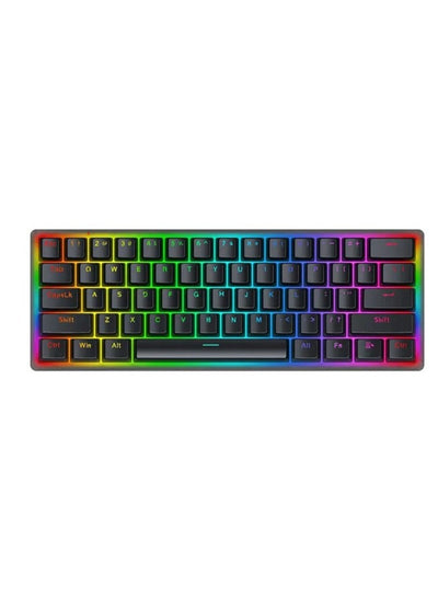 REDRAGON 60% Wired Mechanical RGB Keyboard AKALI K642 , Red switch , Different lighting patterns and side light bar Removable mechanical switch 60% layout keyboard Type-C for place saving Durable ABS keycap For PC and Laptop - Black
