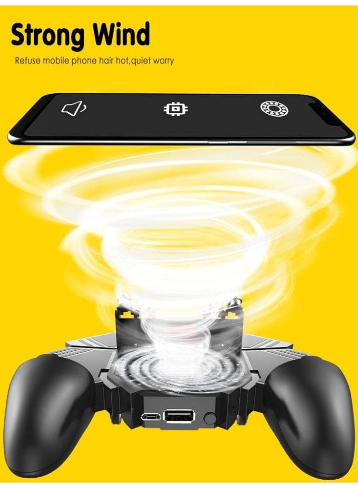 Mobile Gaming Controller With Cooling Fan, 6 Finger Trigger Design, Rechargeable 1200mAh Battery, Ergonomic Phone Gamepa