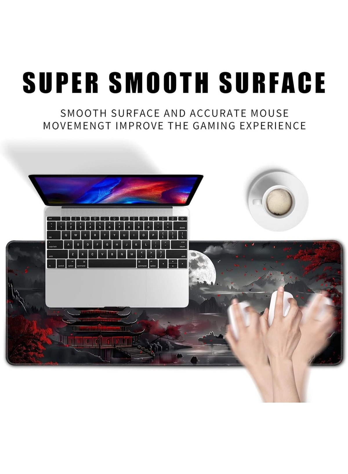 Japanese Desk Mat Riverside Full Moon Large Mouse Pad Gaming Mousepad Extended  Large Keyboard Mat Computer Laptop Mouse