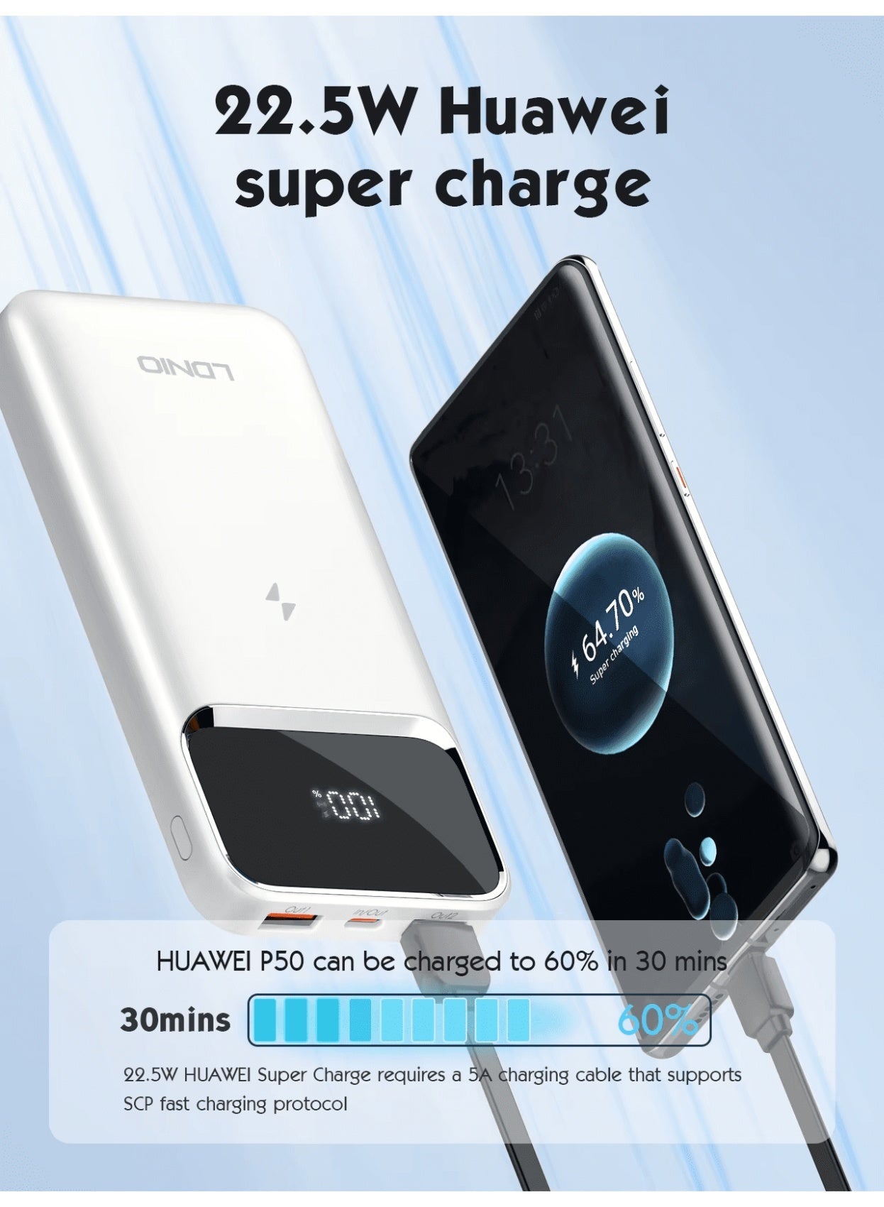 PQ12 10000mAh Magnetic Wireless Power Bank with 15W Wireless Charging, 22.5W Fast Charging Portable Battery Pack, USB-C 