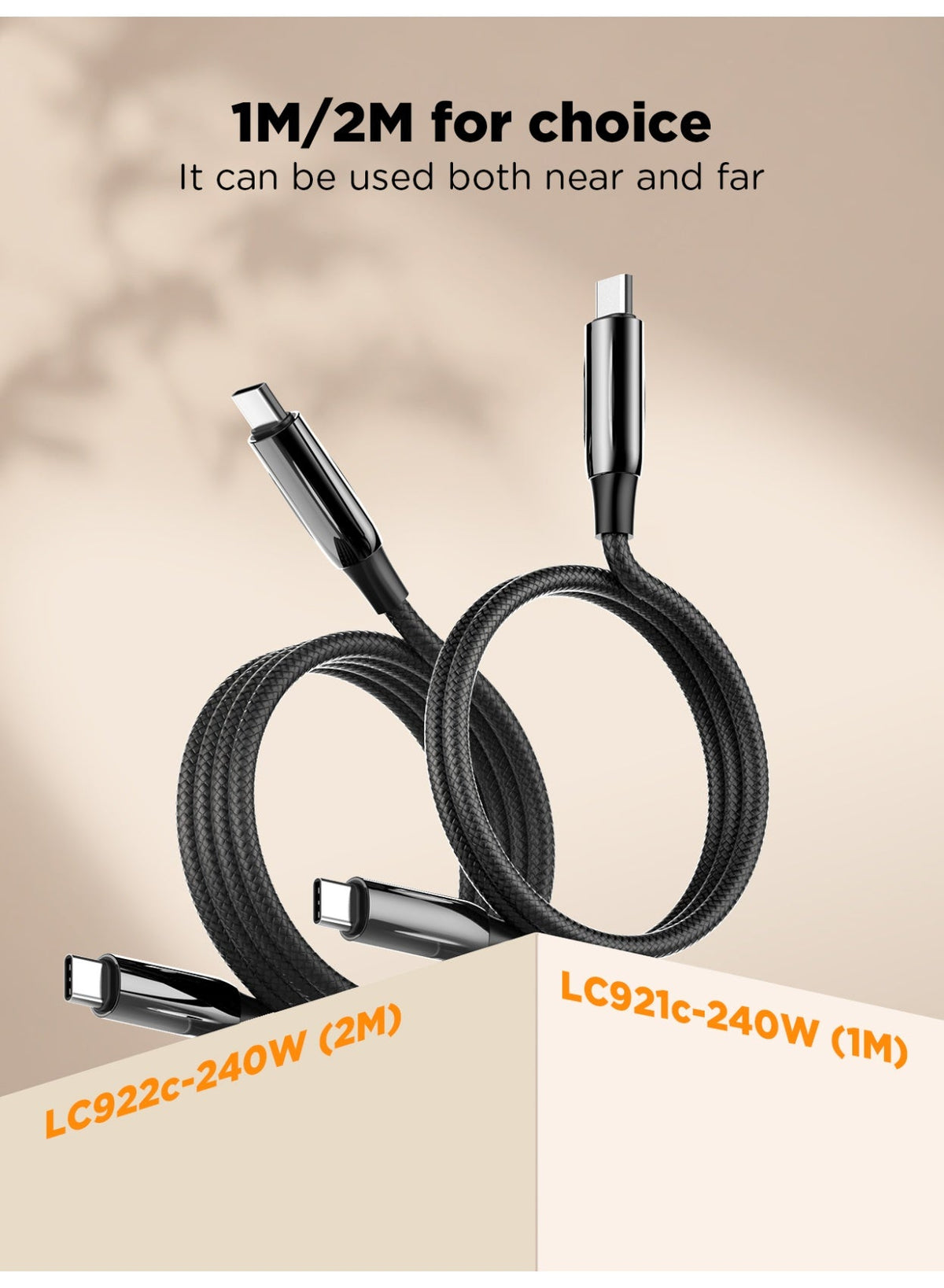 LC921C 240W Ultra High Power Type-C to Type-C Fast Charging & Data Cable, PD3.1 Support, 5A Output, 1 Meter Length, Rein
