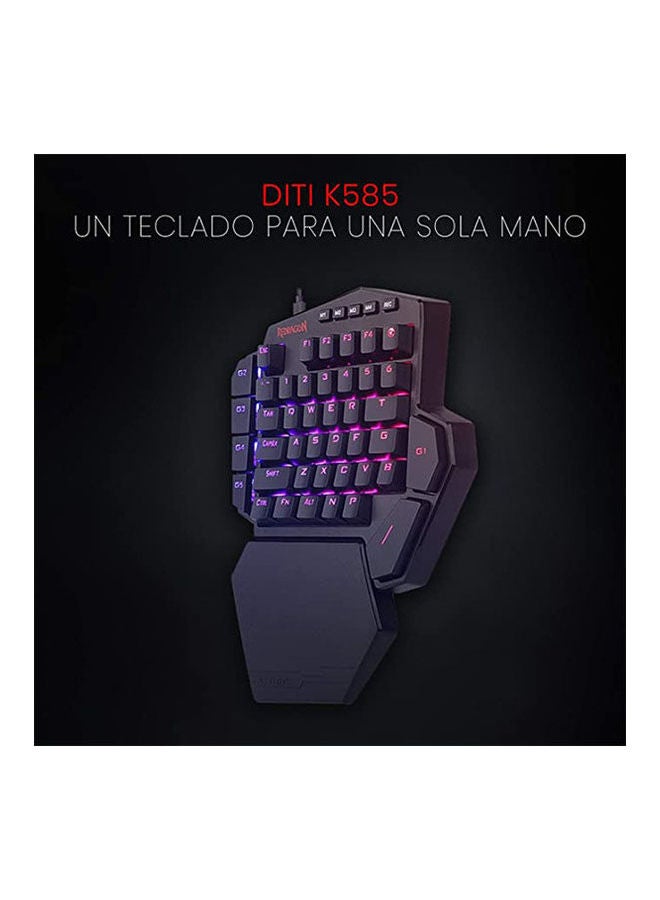 كيبورد جيمنج REDRAGON K585 DITI ميكانيكال يد واحدة مفاتيح زرقاء أسود