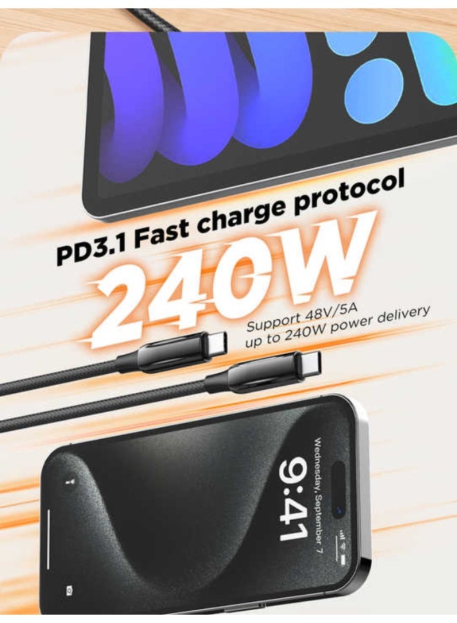 LC921C 240W Ultra High Power Type-C to Type-C Fast Charging & Data Cable, PD3.1 Support, 5A Output, 1 Meter Length, Rein