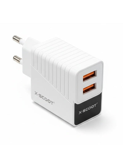 CH-232 LED Fast Charger 2.4A with Dual USB Ports, Included USB to Micro Cable, Fire-Resistant Build, and Advanced Curren