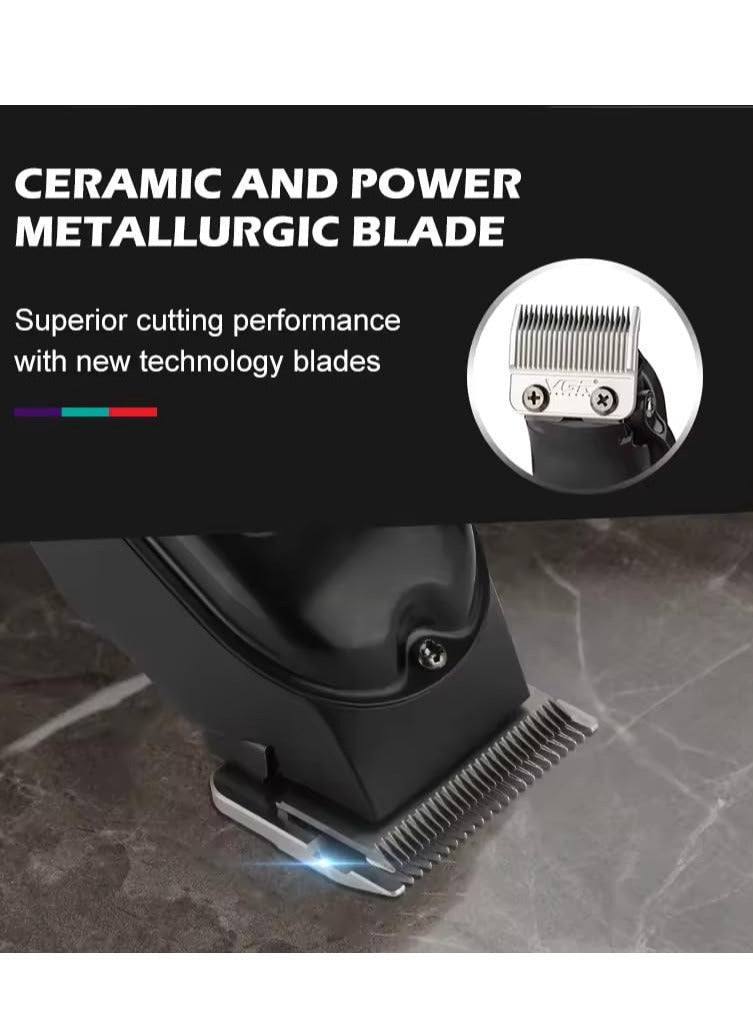 VGR V-051 Professional Hair Clipper, Salon Trimmer for men, Digital Display, Ceramic & Powder Metallurgic Blades, 2500mAh Lithium Battery, 300 minutes Runtime, 4 Guide Combs (Black)