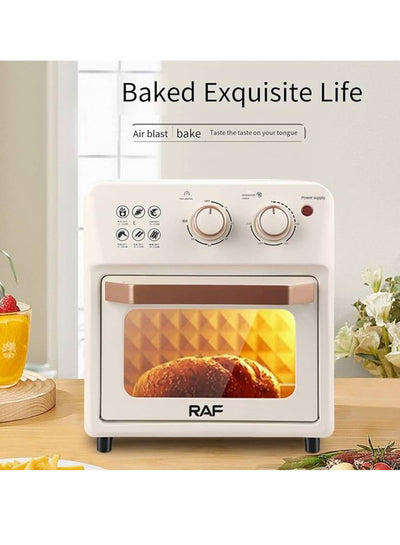 RAF The R.5347W oven and air fryer, with a power of 1250 watts and a capacity of 14 liters, combines the functions of an oven and an air fryer for healthy and fast cooking. A crispy finish without a lot of oil