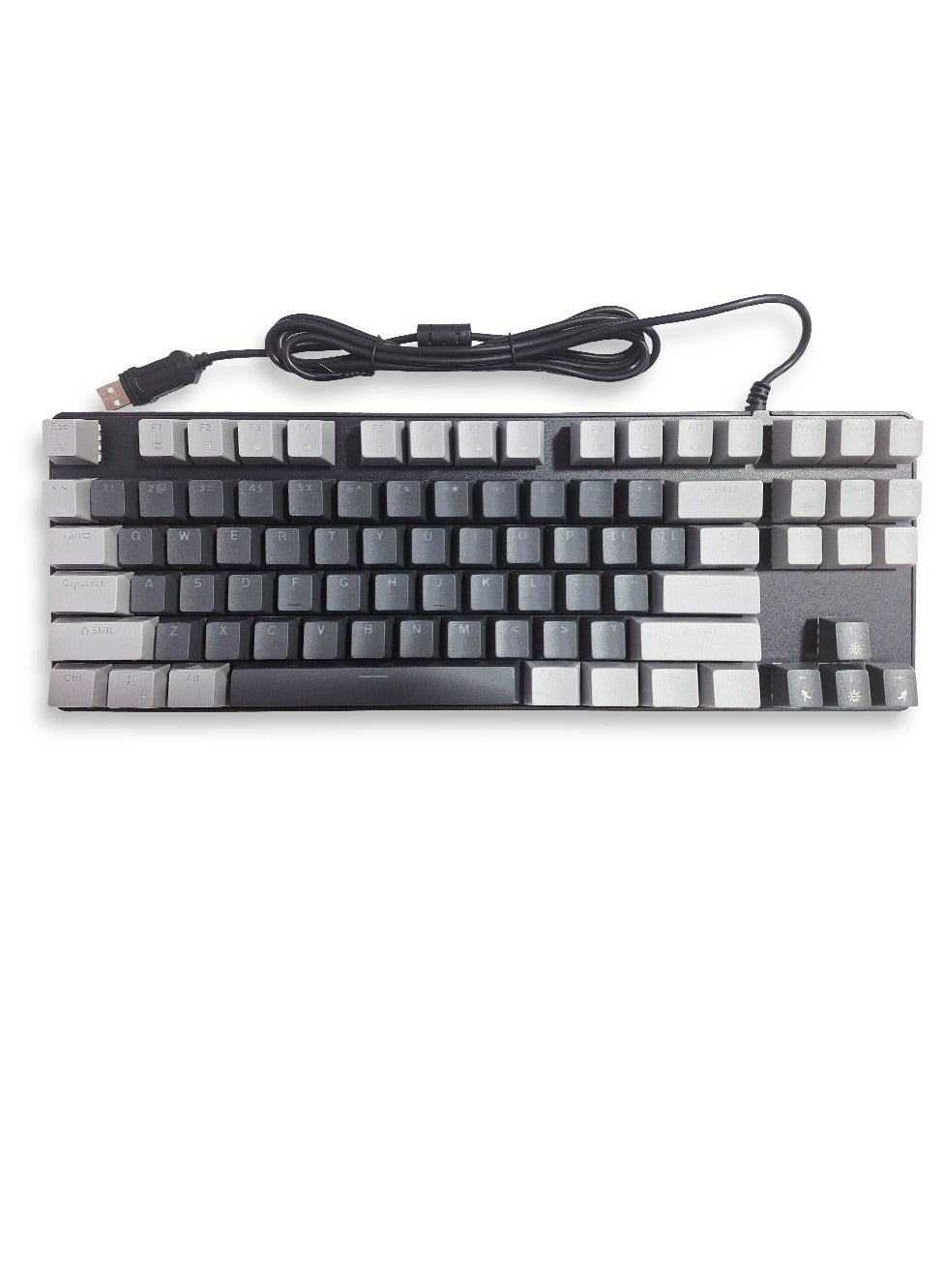 JeDEL Mechanical Gaming Keyboard, model KL-103 for computer and lap top (black/gray) RGB Full size with 87 key, cable USB Speed interface , blue switch, adjustable height in to give comfort to the hand while playing