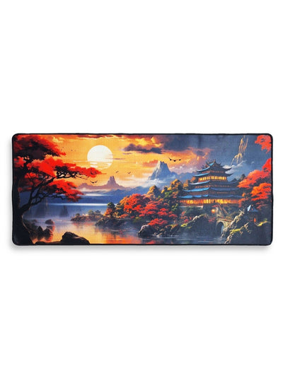 Large Gaming Mouse Pad, Chinese Landscape  Extended Desk Mat, Large Desk Pad for Computer Keyboard, Mouse Pad with Stitc