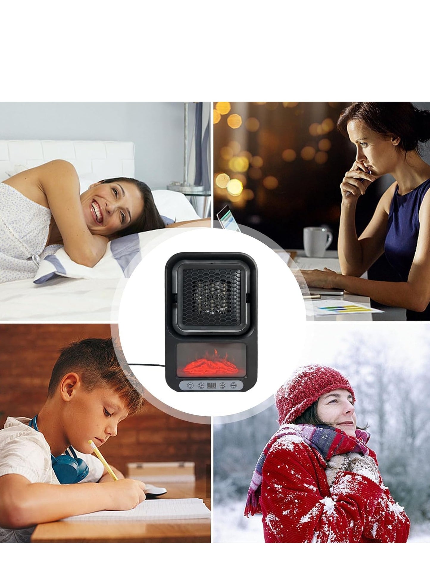 JAMAKY Portable Electric Heater With Italian technology , 180° Rotating Heater, Electric Heater with Remote Control, Decorative Heater for Home Office with Interior Light and Leather Handle, Hot Air Diffuser with Timer - Remote control comfort