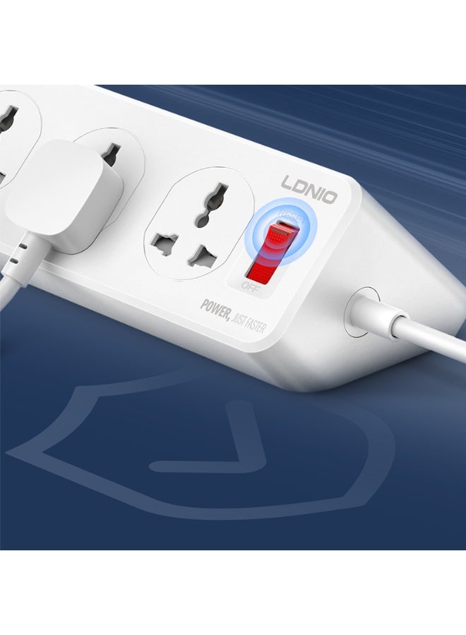 SC10610C Universal Power Strip with 10 AC Outlets & 6 USB Ports (33W PD + QC3.0), 2500W Surge Protection Extension Socke