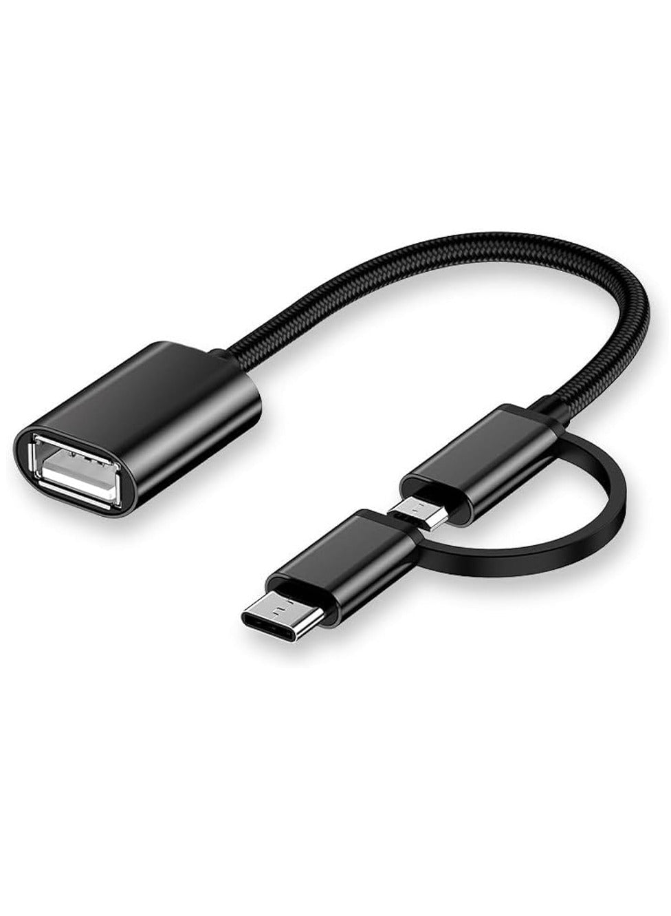 Generic Cable 2 IN 1 Type C + Micro to OTG Line Data Transfer Converter Cable - black, USB