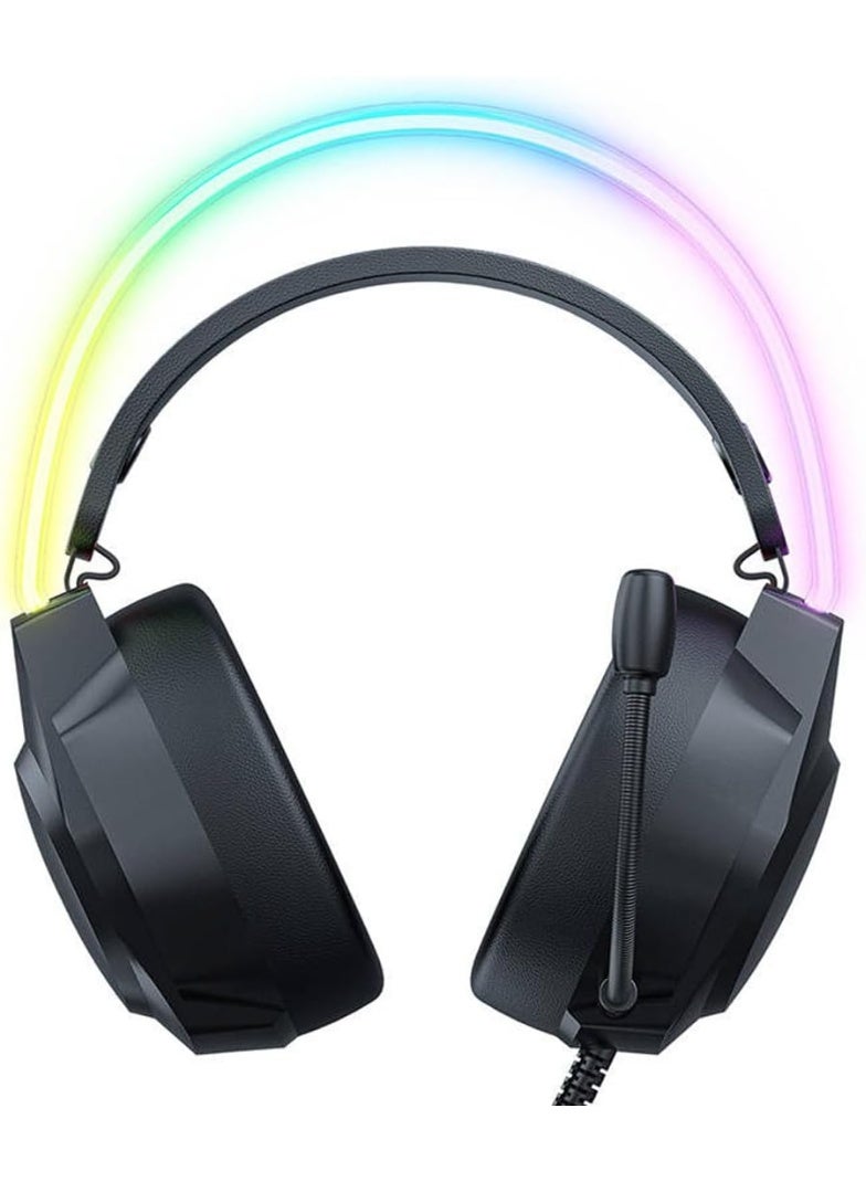 X26 Wired Gaming Headset, Professional Over-Ear Headphones with HD Stereo Surround Sound, Noise Cancelling Microphone, R