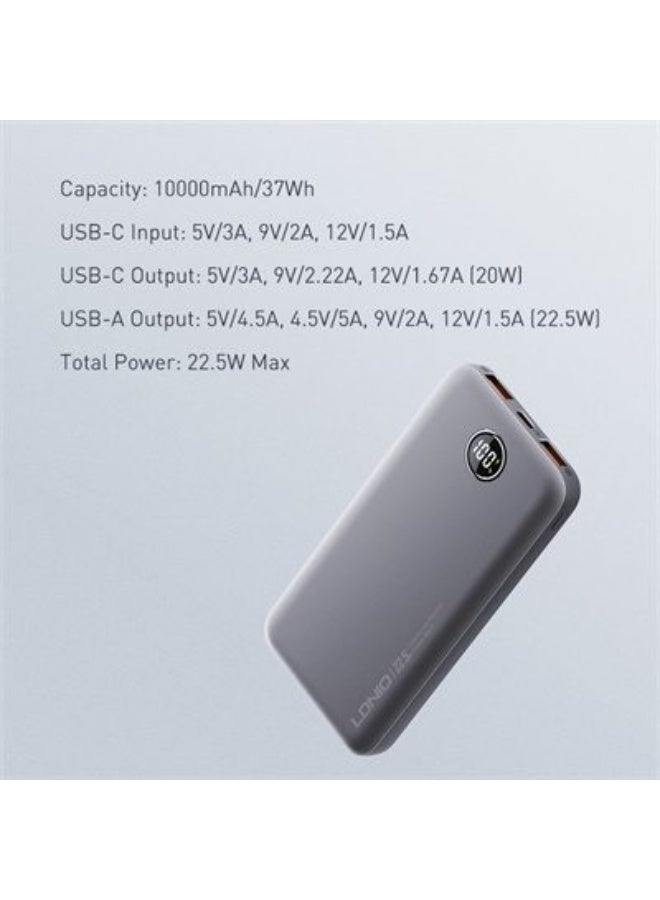 PQ10 10000mAh Fast Charging Power Bank with 22.5W USB Output, 18W USB-C Input, Dual USB Ports, LED Digital Display, Ultr