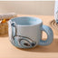 Large Capacity Ceramic Coffee Mug with Cartoon Character Design, Cute Ceramic Tea Cup for Hot & Cold Drinks, Milk Mug, L