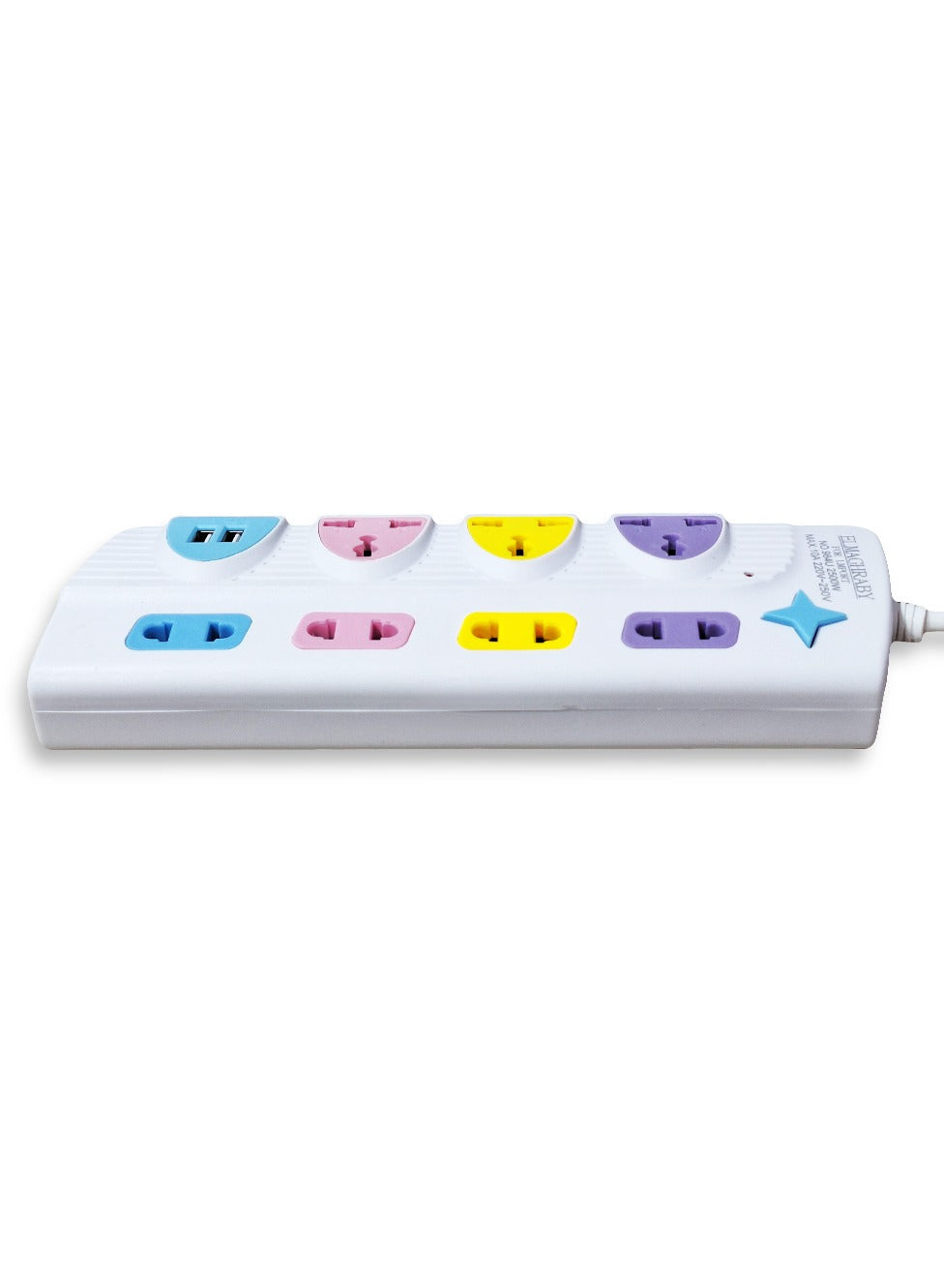 Electric Power strip - 2500 watt, 10 A/220-250V , with 7 Outlet , 1.5M cable , 2 Port USB and for Laptop, PC, MacBook , Home and Office Electrical appliances and Mobile charger