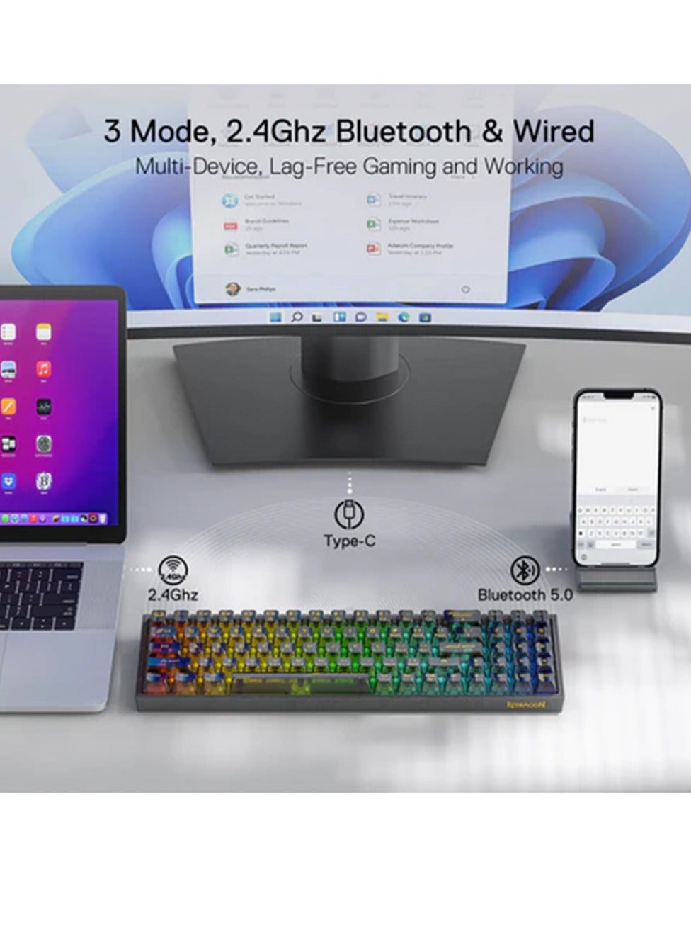 تفاصيل مفاتيح كيبورد Redragon K628 PRO
