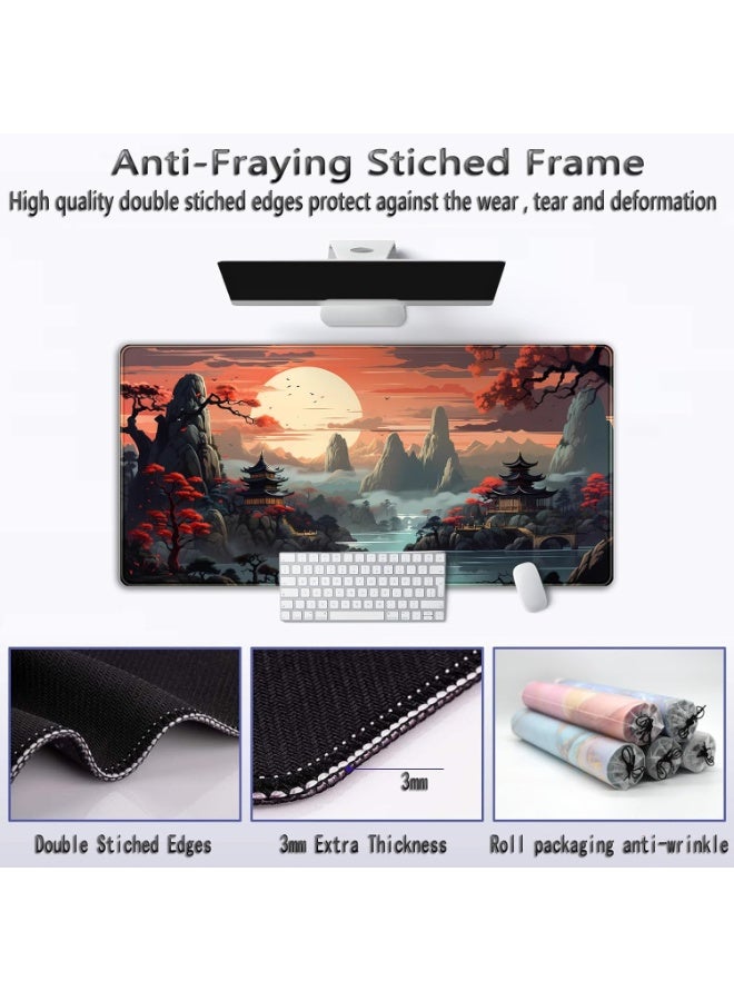 Japanese Sunset Desk Mat Large Mouse Pad Big Desk Pad Japan Extended Gaming Mousepad Large Computer Laptop Keyboard Mat 