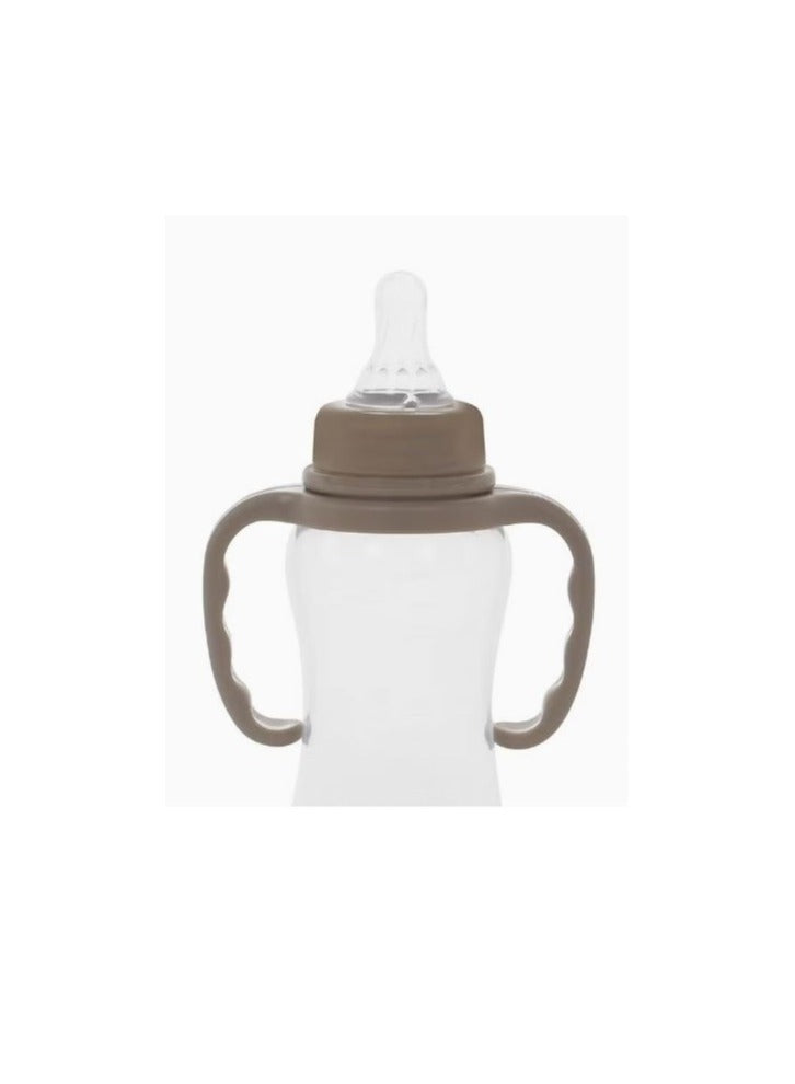 BABY PLUS Baby Feeding Bottle With Innovative Valve Design And Unique Shape 225 ml - Brown