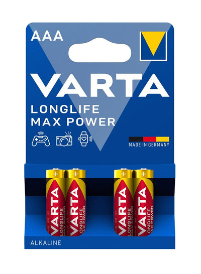 VARTA Varta Longlife Max Power Alkaline Batteries AAA, 4pes 1.5V , Micro , R03 , MINISTILO