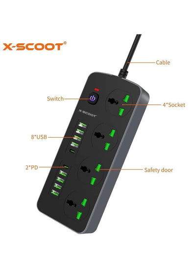 X-SCOOT XS-505 Shared with 4 Port Biscuit 8 USB Slot and 2 TP-C Slots 3000 Watts