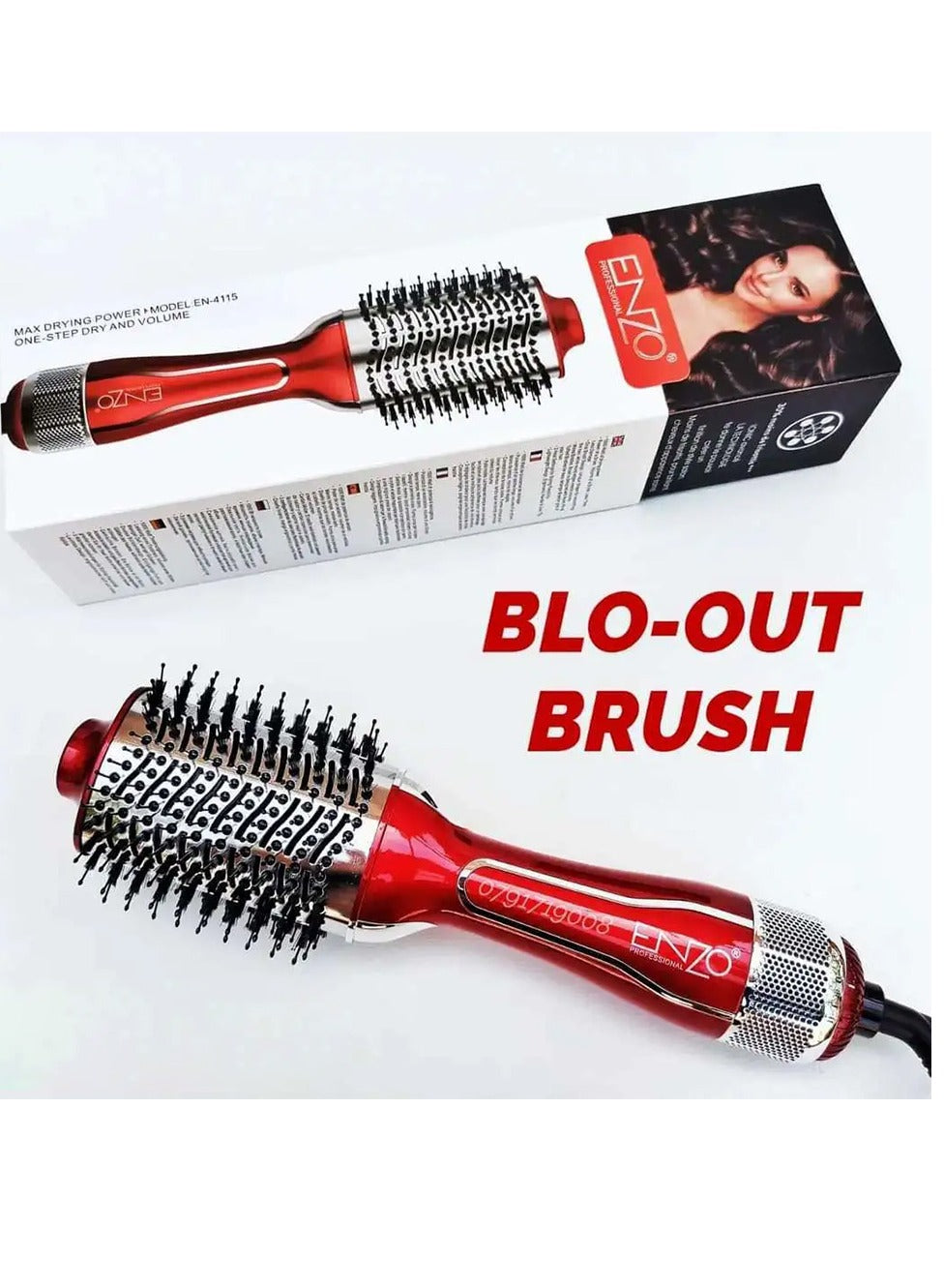 ENZO Hair Dryer dry and moisturize hair and reduce styling time Brush EN-4115 Red