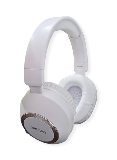 SODO Wireless Headphones with Active Canceling , External Built In Microphone Walk and Talk , it's Support SD Card useing Bluetooth 5.0 for connectivity and have a 40mm driver size with a frequency response of 20 Hz to 18kHz MODEL SD-1104 / white