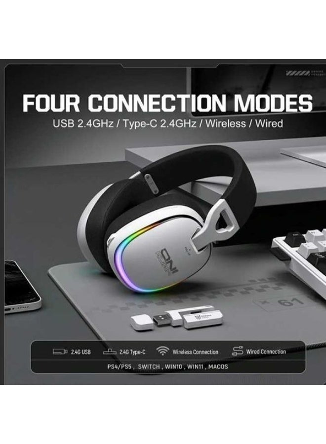 GT805 4-Mode RGB Gaming Headset – 2.4GHz USB, 2.4GHz Type-C, Bluetooth 5.4 & Wired, 50mm Stereo Drivers, Virtual Surroun