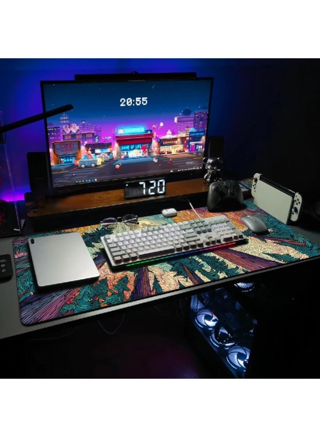 Starry Forest 2 Mouse Pad Extended Gaming Mouse Pad with Stitched Edges 70×30cm XL Desk Mat for Gaming, Office, Keyboard