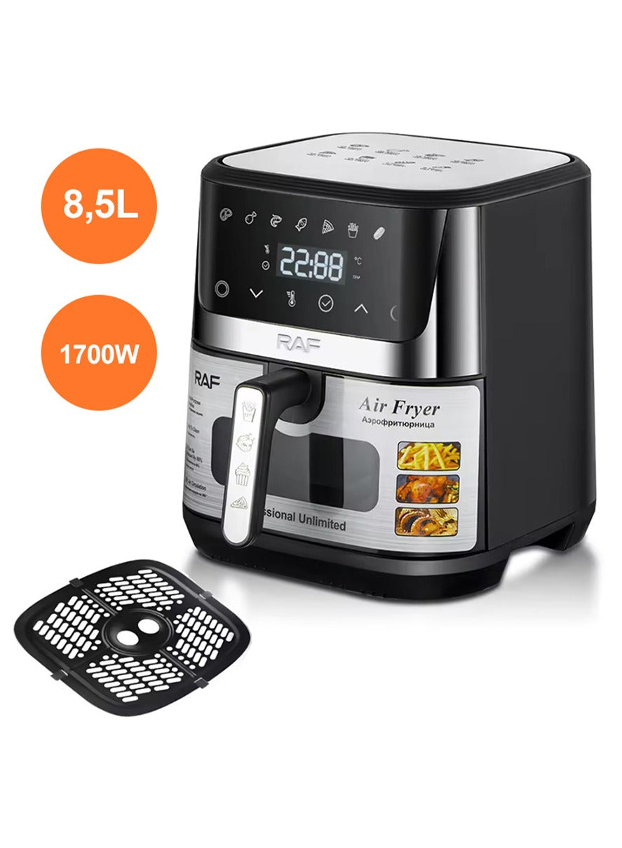 RAF Multifunctional digital air fryer, 8.5 liter capacity With Rapid Air Convection technology and 1700W power R.5351 in silver color