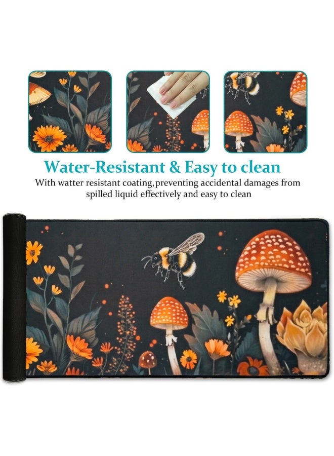 Large gaming mouse pad, 70 x 30 cm, mushroom-shaped design, waterproof surface and durable design, suitable for use on t