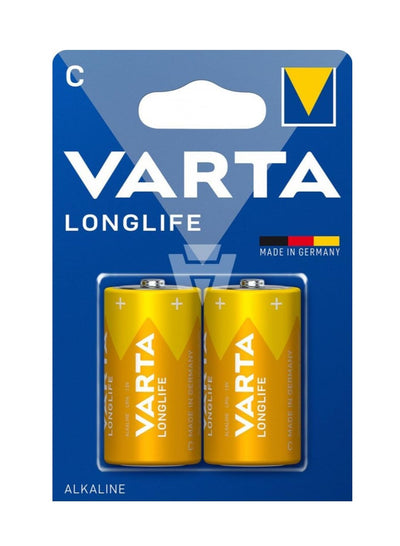 Varta Long Life C Alkaline Batteries - 2 Pieces,  Baby , 4114 ,TORCIA , LR14 , MN1400 , 1.5V