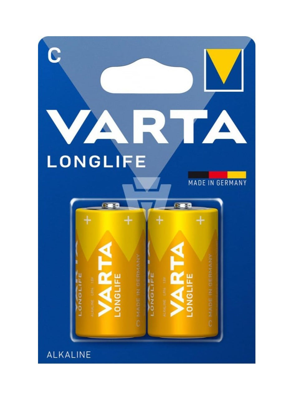 VARTA Long Life C Alkaline Batteries - 2 Pieces, Baby , 4114 ,TORCIA , LR14 , MN1400 , 1.5V , made in germany