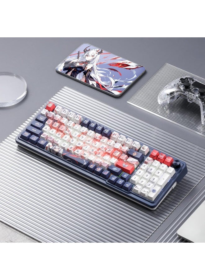 K686AK PRO 98 Keys Wireless Gasket RGB Gaming Keyboard, 3 Mode Anime Mechanical Keyboard w/Hot Swap Socket, Dedicated Kn