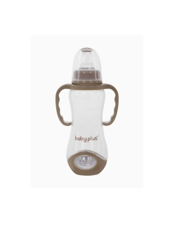 BABY PLUS Baby Feeding Bottle With Innovative Valve Design And Unique Shape 225 ml - Brown