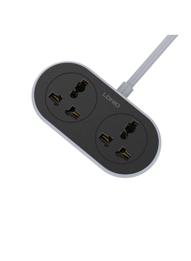 SC2018 Universal Extension Power Socket 2 Outlet , 10A 2500W Heavy Duty Power Strip with 5M Cable, US/EU/UK Plug Support