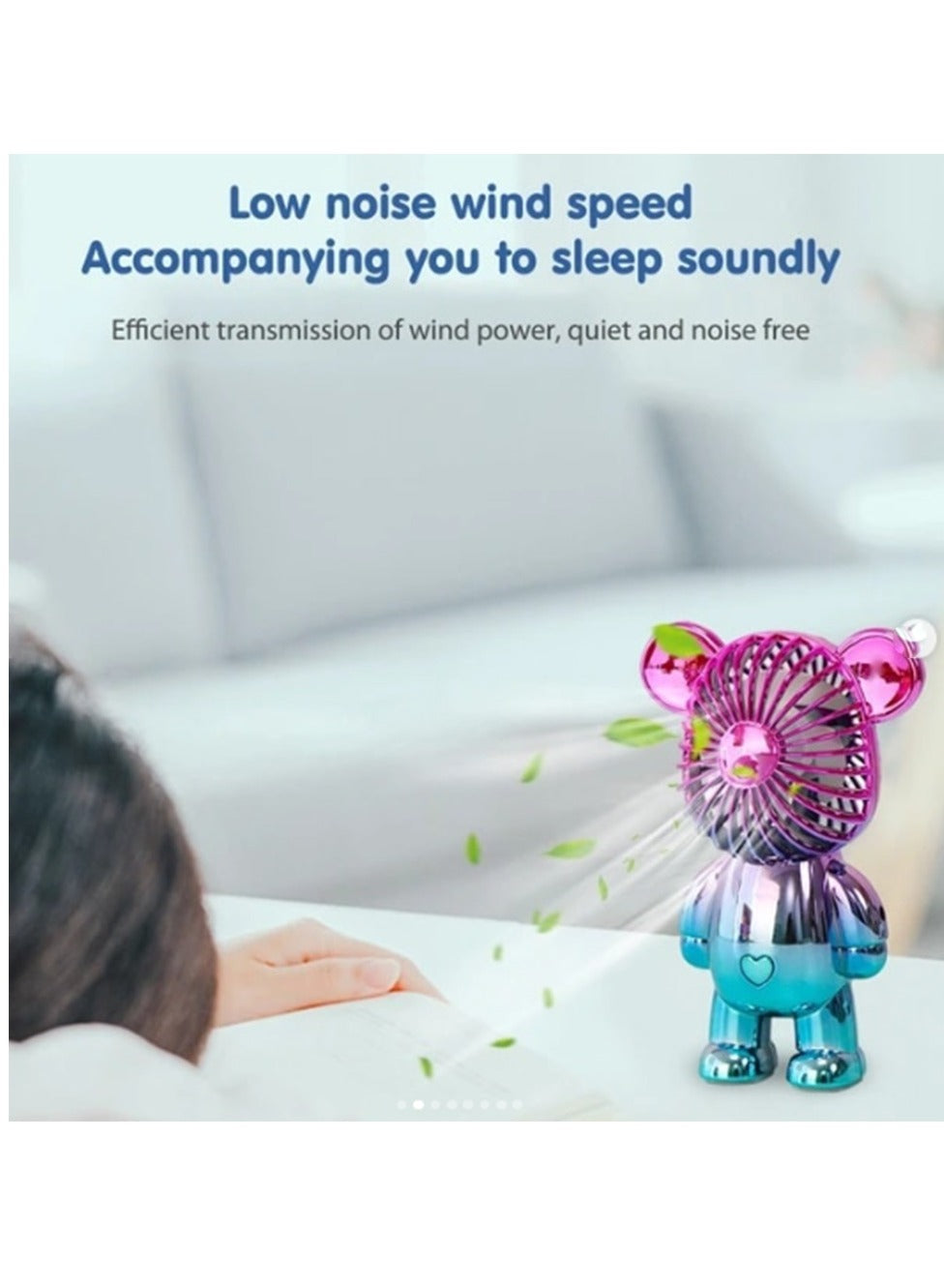 Colorful Bear Design USB Mini Portable Handheld Fan Quiet 3 Gear