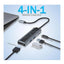 4 in 1 USB-C Hub with 4K 60Hz HDMI Splitter, 100W PD Charging, 2X USB-A 3.0 5Gbps, RGB Lighting, Aluminum Build Docking 