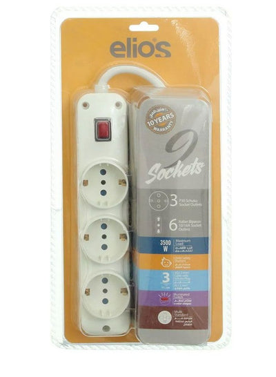Elios Electric Power Outlets Sockets power strip with 9 outlets - White
