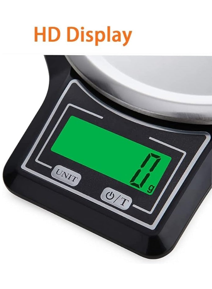 Digital Kitchen Scale1g/10kg , High Precision Coffee Scale, Food Baking Scale, Large Size Stainless Steel Panel, Slim Body Small Household Gram Scale