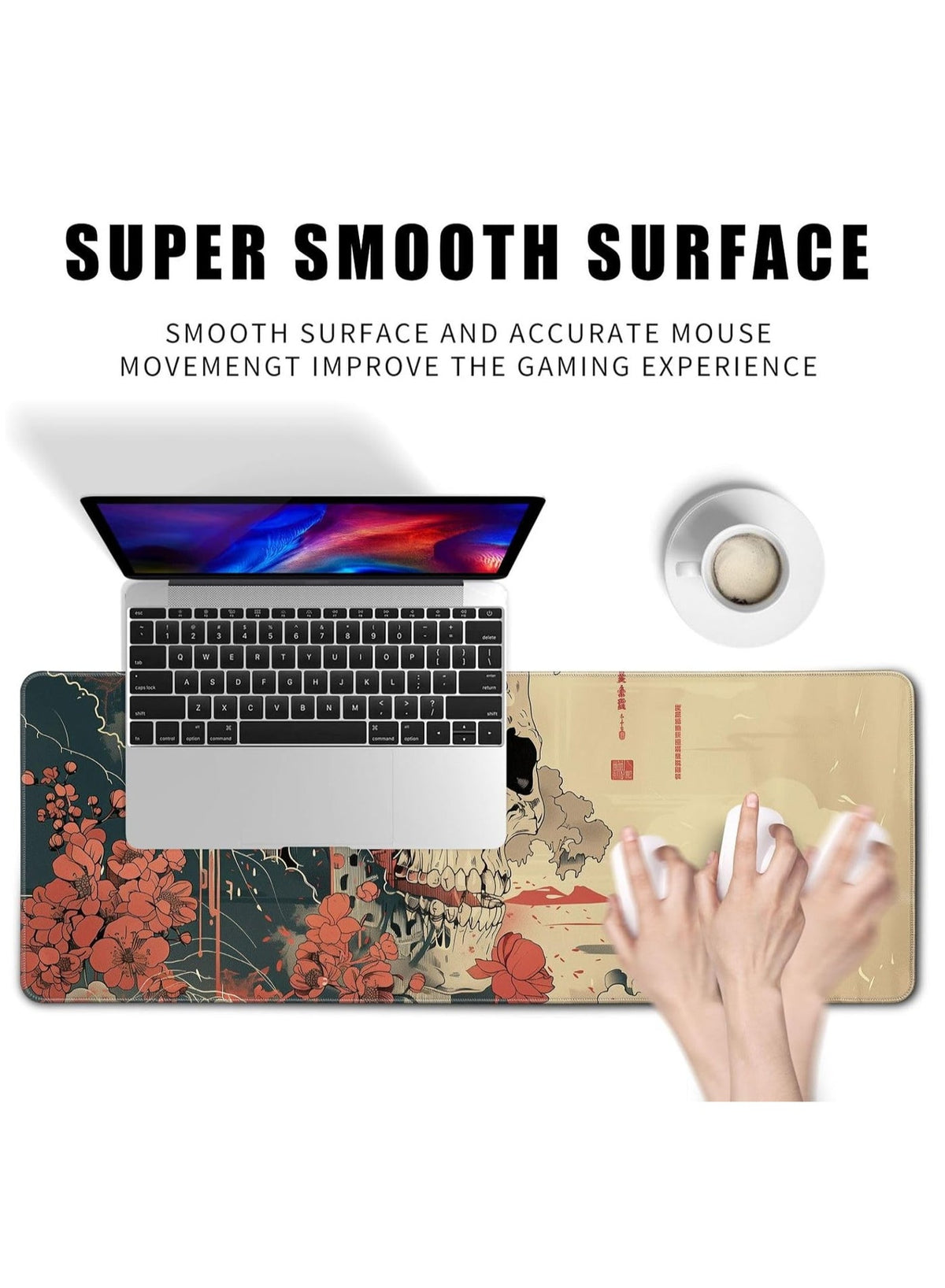 Skull Mouse Pad Japanese Ukiyo-e Mouse Pad Large Anime Big Mouse Pads for Desk Large Gaming Large Mouse Pad for Men Desk