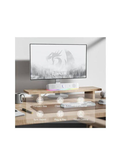 سماعات للكمبيوتر Redragon GS560 ساوند بار بإضاءة RGB أبيض