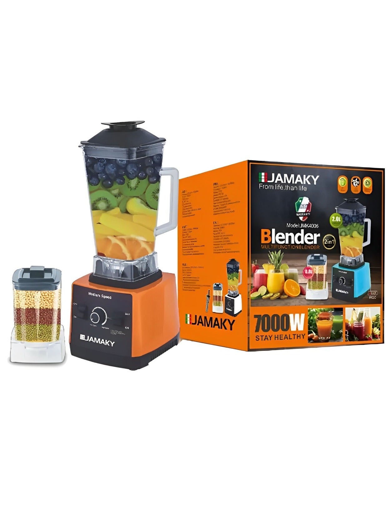 JAMAKY Italy Blender 2 in 1 7000 watt - capacity 2.0 liters and 0.8 liters -  JMK4006