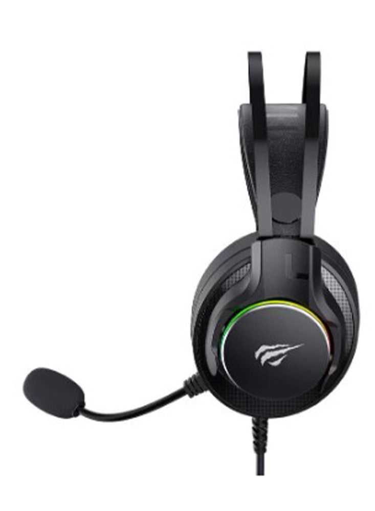 havit Gaming Headphone (RGB) , Model H2007U , 50MM Dynamic unit, Surround Sound Wired (3.5mm audio +1.7 USB) , Headphone With Noise Cancelling Microphone & In-Line Volume Control for pc and lap top , home , office and perssonal use