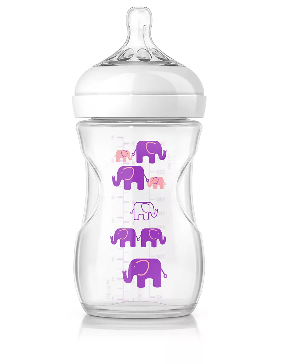 PHILIPS AVENT 4-Piece Natural Feeding Bottle Set - Pink/Purple, 260ml